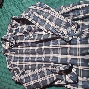 Orvis Navy, White and Green Plaid Button-Down Shirt